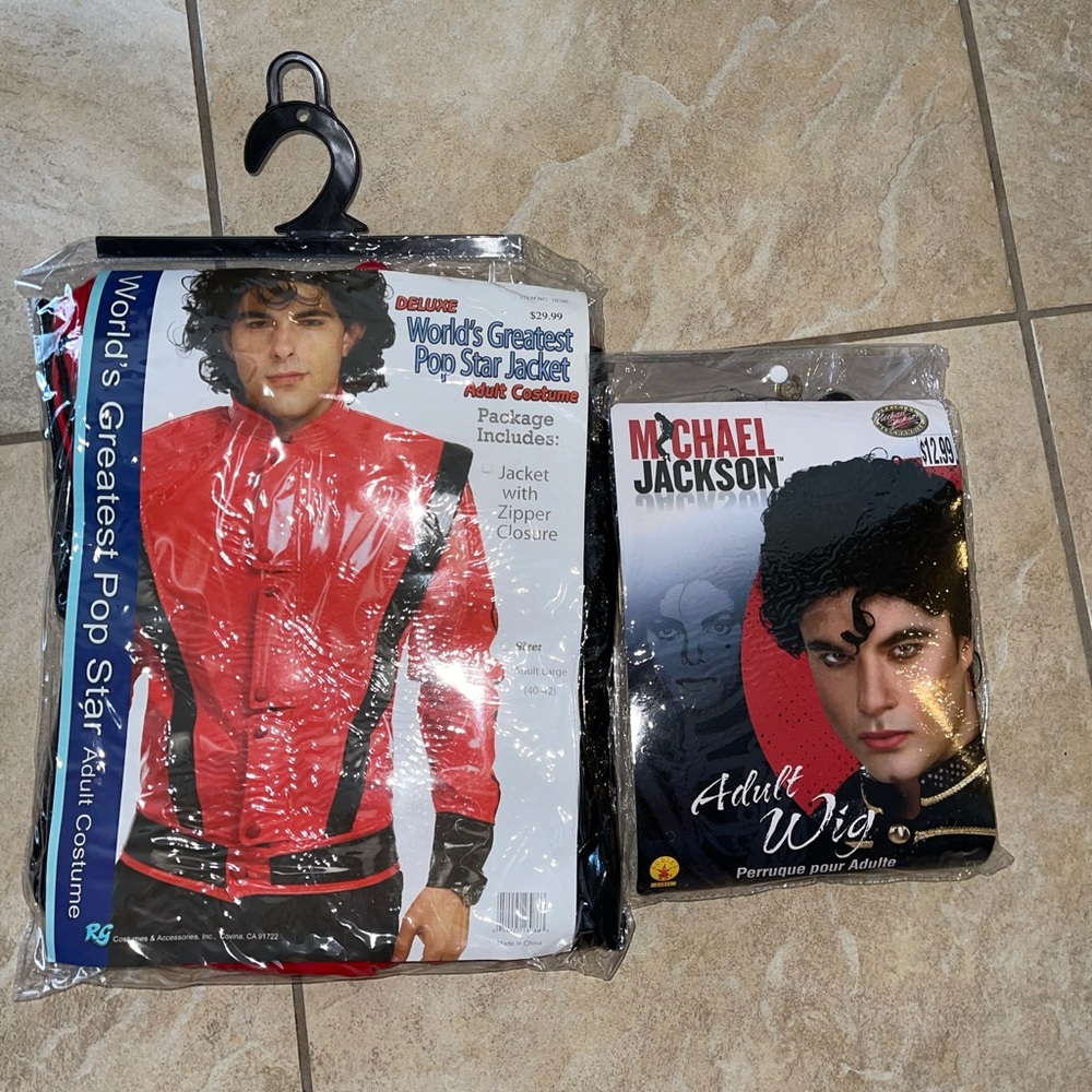 Halloween Red Pop-star Jacket and black wig